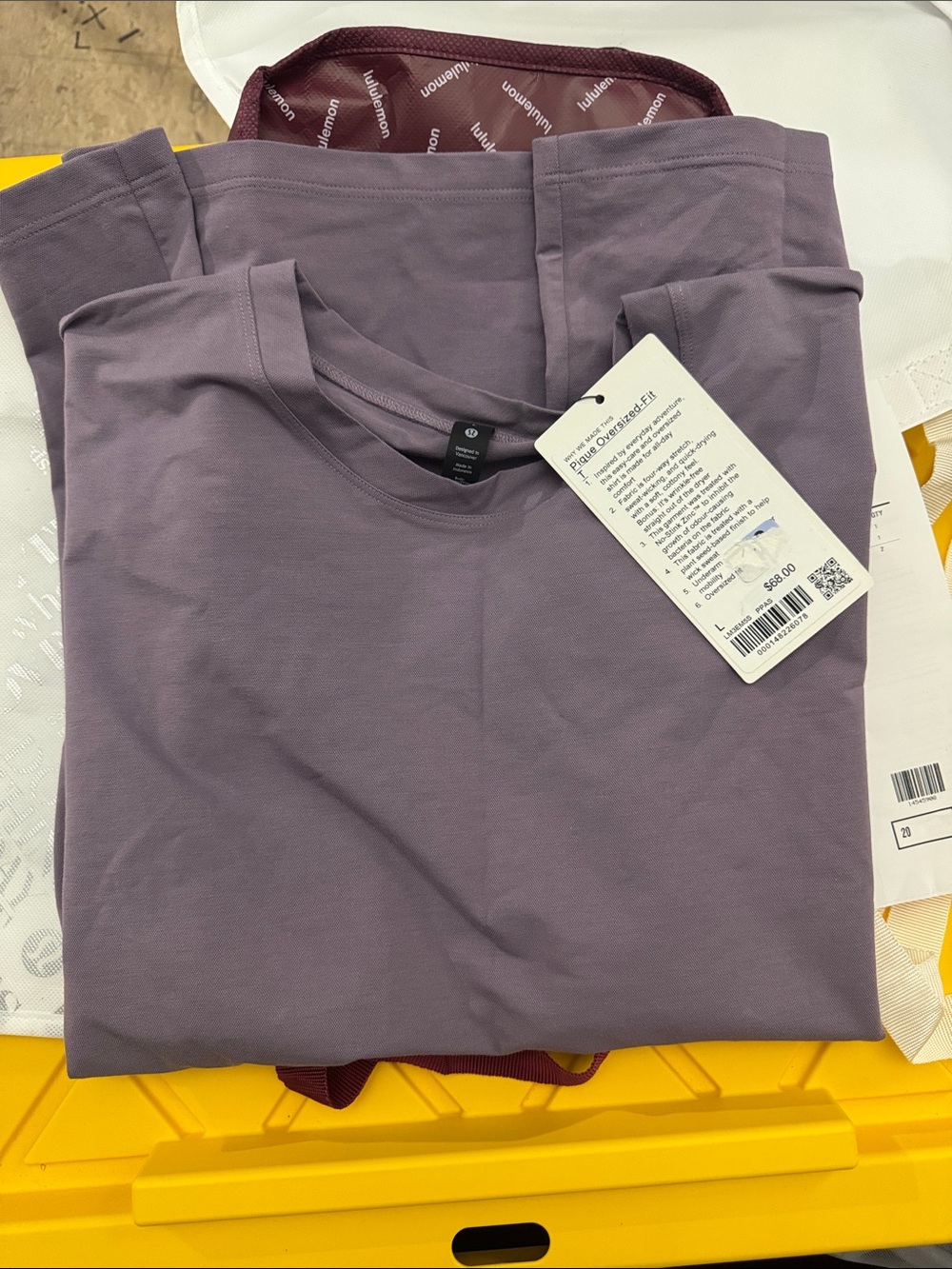 Lululemon men’s pique oversized fit t shirt Short Sleeve L plum lavender